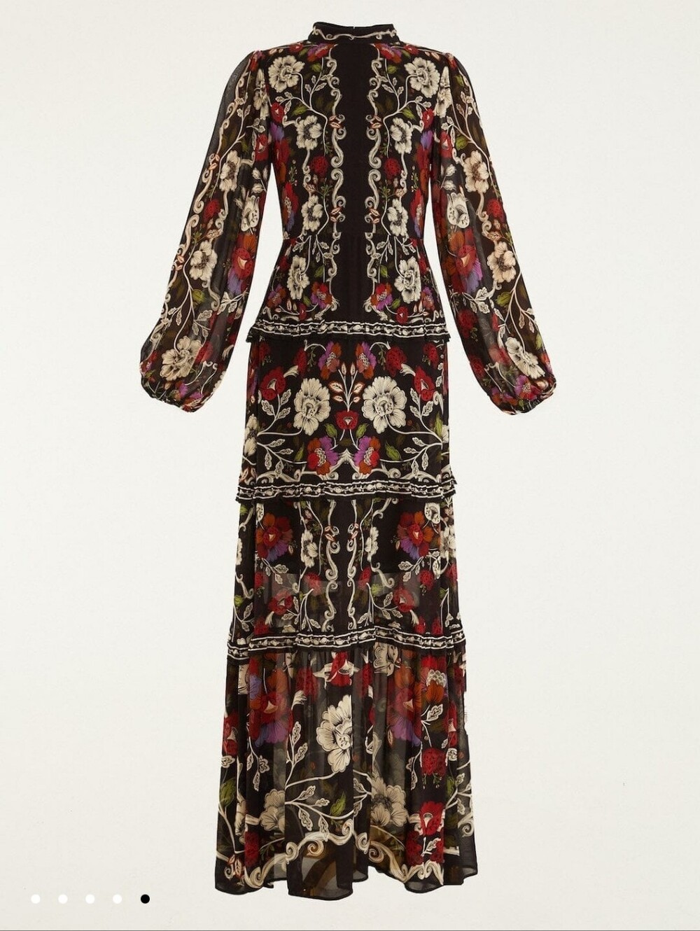 FARM Rio black rococo flowers ruffled maxi dress - Picture 5 of 5